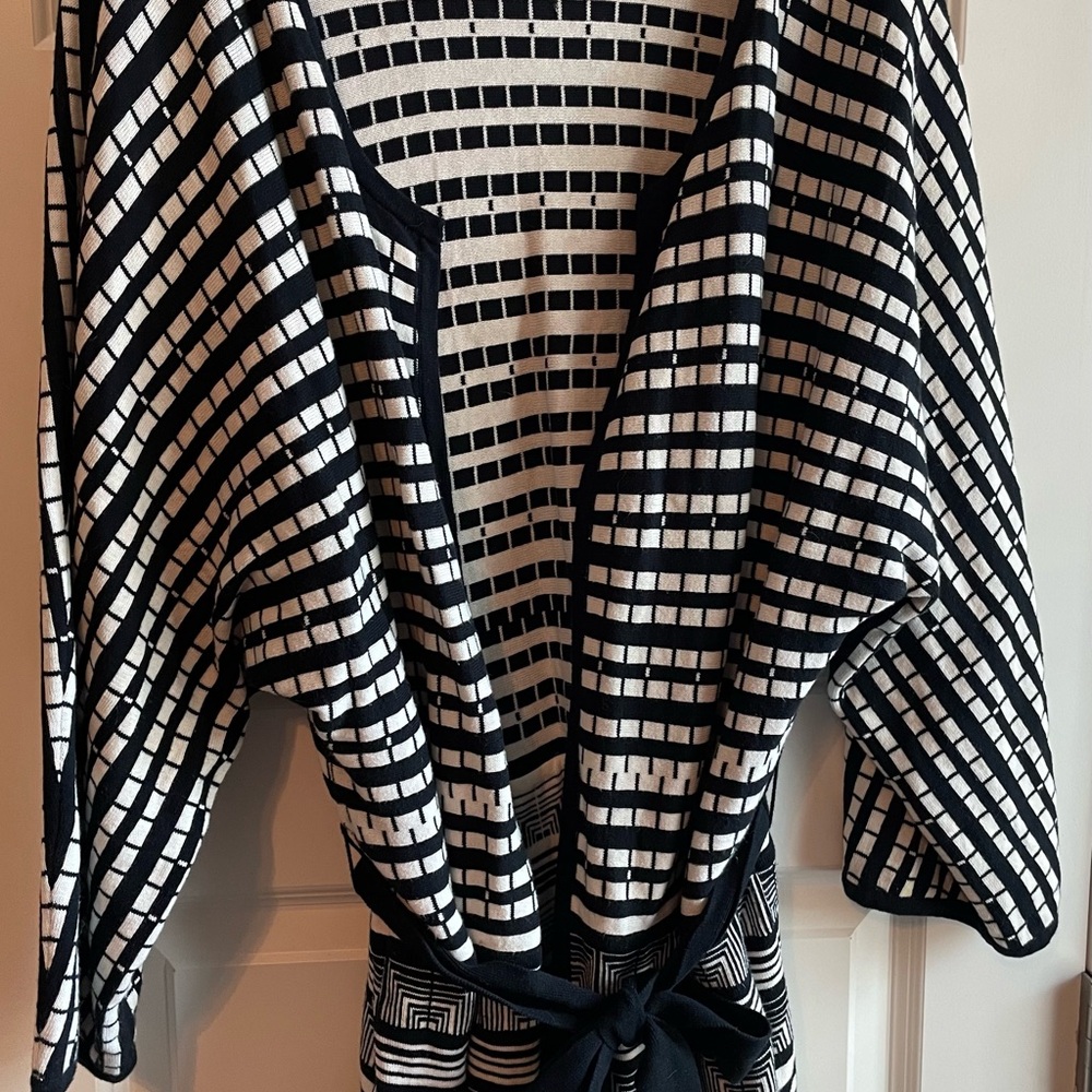 Chico's Monochrome Striped Kimono Sweater